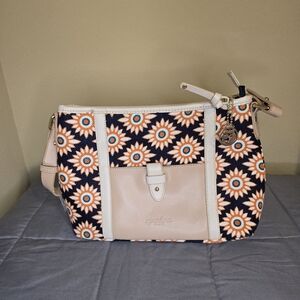 Spartina 449 Floral Patterned Shoulder Bag - Cream, Orange, Blue
